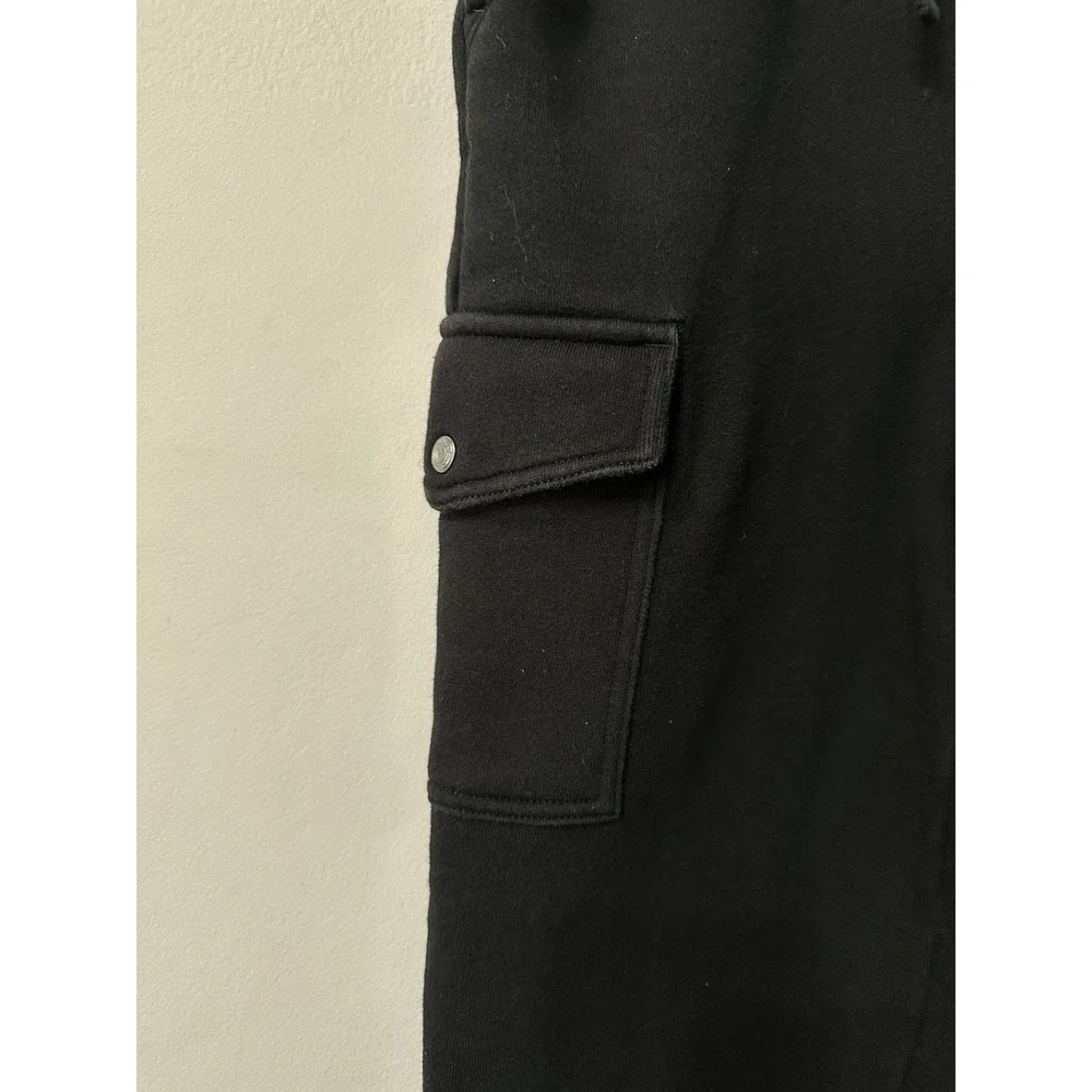 Polo Ralph Lauren Boys Fleece Cargo Joggers Black Pant Youth Size L White Pony